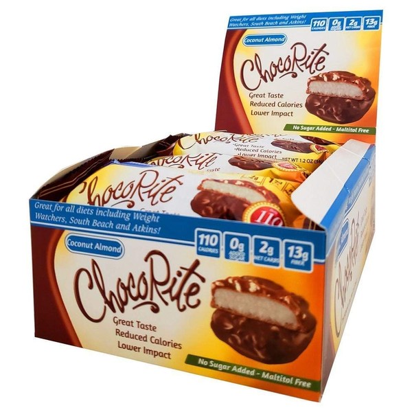 ChocoRite - Diet Coconut Almond - 16/Box - High Fiber - Low Calorie - No Sugar Added