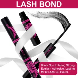 FADVAN Lash Bond and Seal Cluster Eyelashes, Individual Glue and Protector for Eyelash Extensions, Strong Hold 48-72 Hours Quick Drying Waterproof Individual Eyelashes Black Glue 10 ml
