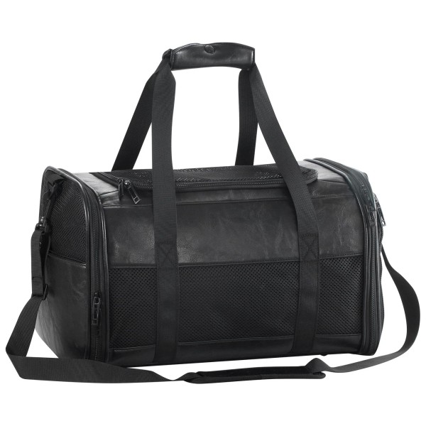 Monanller Fashion Leather Dog Carrier, Airline Approved Cat Carrier Soft