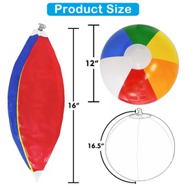 Lamnhin 16'' Beach Balls for Kids - 3 Pack Beach Ball Bulk Inflatable Pool Beach Balls Bulk Hawaiian Tropical Theme Party Decorations Favors Supplies