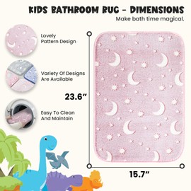 SOAKARO Glow-in-The-Dark Kids Bathroom Rug – Non-Slip, Machine Washable, Soft Kids Bath Mat for Boys & Girls – Quick Dry, Fun Bathroom Decor (Pink/Stars, 23.6" x 15.7")