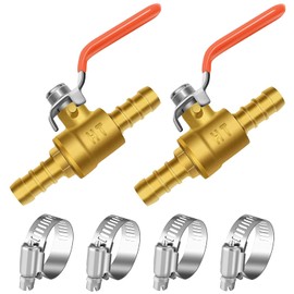 Horiznext 5/16 inch mini brass pneumatic barbed ball valve for air fuel gas water tubing（Pack of 2）