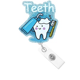 Abamilaka Cute Tooth Badge Reel Holder Clip Retractable Dental Hygienist Must Haves Dental Student Tooth Nursing ID Badge Holder Clip RN CNA Nurse Medical Acrylic Name Badge Clip Accessories AC351