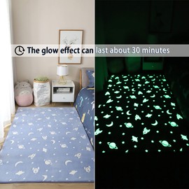 Eanpet Glow in The Dark Floor Mats Luminous 5’ x 7’ Area Rug Soft Decorative Play Mat for Kids Crawling Mat Non-Slip Living Room Rug Carpets for Bedroom Home Decor,Blue Universe