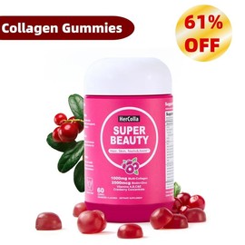 HerColla SUPER BEAUTY All-in-1 Collagen Gummies – 1000mg Multi-Collagen Complex (I, II, III, V, X) with Cranberry, Folate, Biotin, Zinc, Vitamins A, B6, B12, C, E – Supports Hair, Nails, and Radiant Skin for Women
