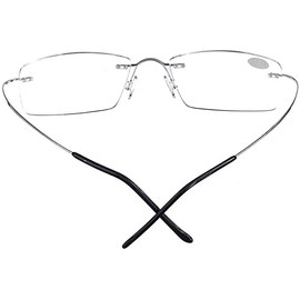 Jcerki Super Light Titanium alloy Bifocal Reading Glasses Men Women Fashion Rimless Reading Eyeglasses + Eyewear Case