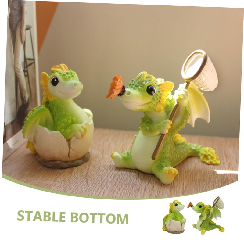 Kisangel 2pcs Handmade Resin Dragon Ornaments Dragon Decor Craft Adornment