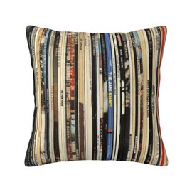 Wreioau Classic Rock Vinyl Records Throw Pillow Case Square Decorative Pillow Cover for Home Decor Sofa Living Room Couch Bed Car Cushion Cover 18"X 18"