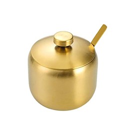 Mozacona Stainless Steel Sugar Bowl Spice Jar Seasoning Pot Storage Jar with Lid Spoon,250ml