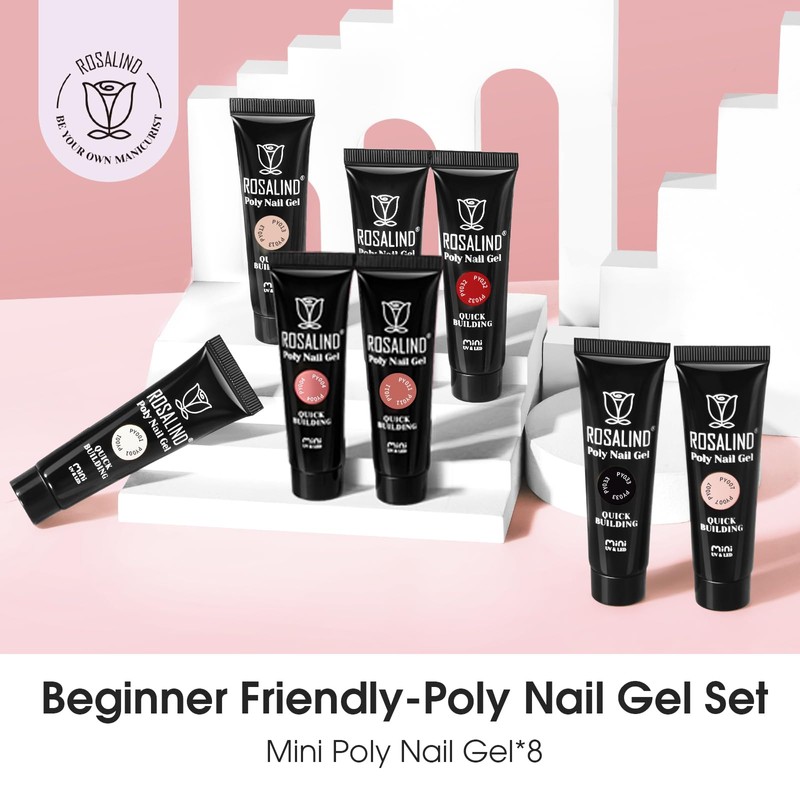 Poly Nail Gel Set, 8 Color Nude Classic, 0.34oz Per