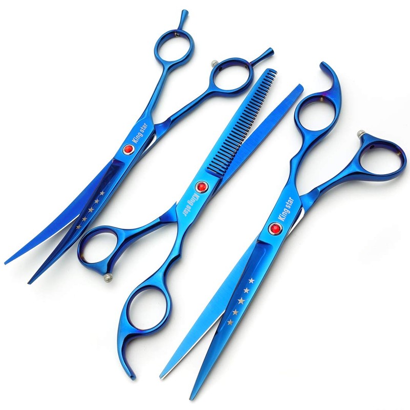 7.0in Titanium Professional Pet Grooming Scissors Set,Straight & Thinning &