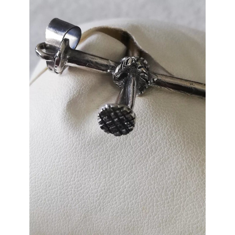 Joyeria Jara .925 Solid Silver Oxidized Nail Cross Pendant New