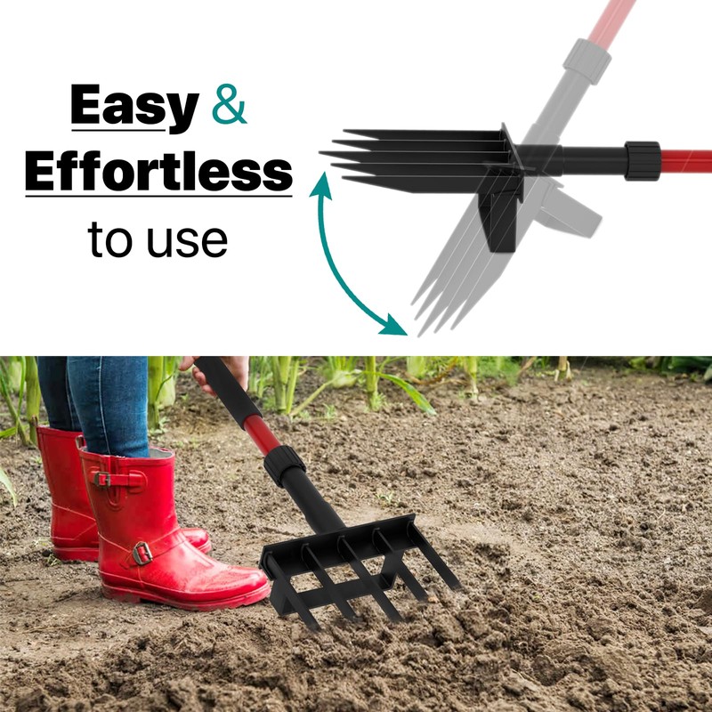 Pitch Fork for Garden, 5-Tine Heavy Duty Pitchfork for Loosening