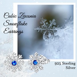 Snowflake Earrings for Women - 925 Sterling Silver Snow Flower Stud Winter Earring Hypoallergenic for Sensitive Ear Christmas Jewelry Gifts for Her (Snowflake Earrings)
