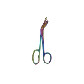 Lister Bandage Scissors 5.5" One Large Ring, Nurse Vet Tech Gift - Made of Stainless Steel - First Aid, Used For Cutting Gauze, Tape, Clothing Bandages, Vet Wrap Adhesive Removal, Rainbow
