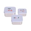 LÄSSIG Children's Snack Box Set of 3 Stainless Steel Happy