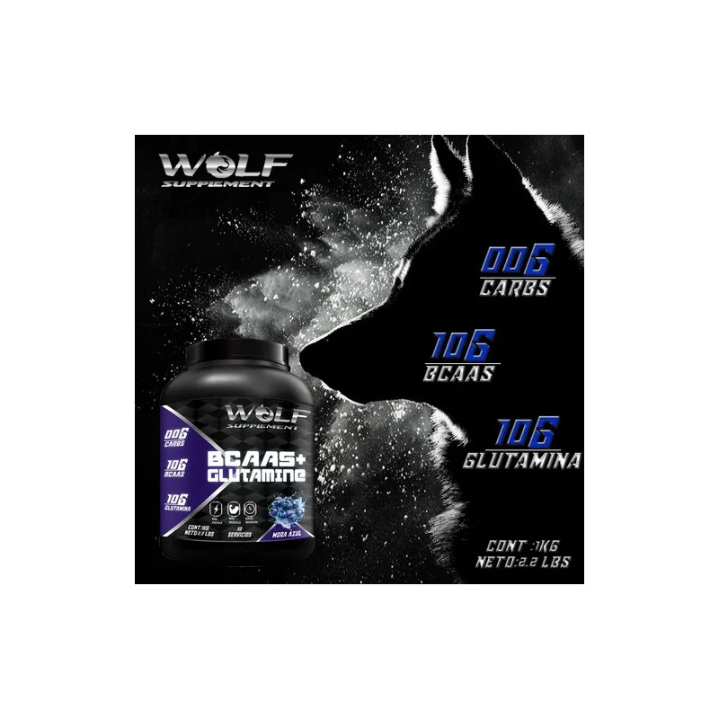 Aminoácidos Bcaas + Glutamina Wolf 1kg Varios Sabores