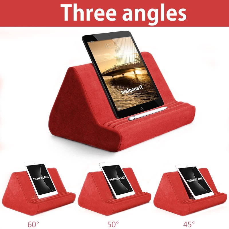 Soft Tablet Stand Pillow with Pocket,Tablet Cushion Stand,Adjustable 3 Viewing