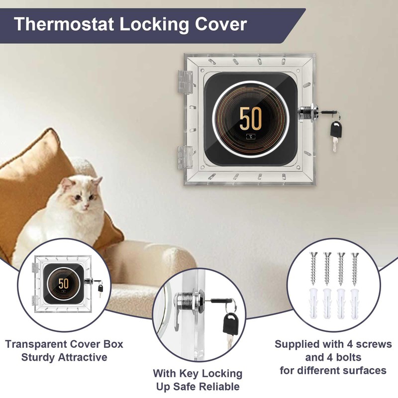 Gachiwar Thermostat Cover, Guard Thermostat Lock Box with 2 Keys