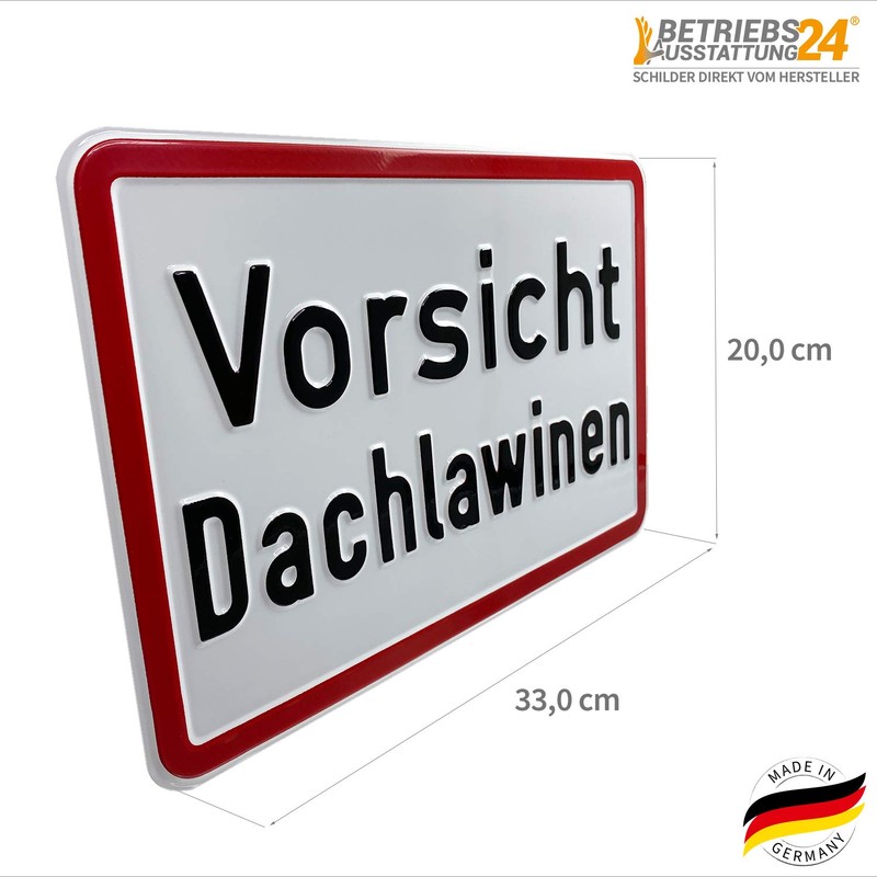 Betriebsausstattung24® Warning Sign Caution Roof Avalanches White Red (Vorsicht Dachavalanen,