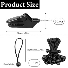45 Pack Heavy Duty Tarp Clips with Elastic Ropes, Durable Tent Clamps for Outdoor Camping, Awning Clamps for Secure Canopy and Shade Cover