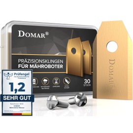 Domar – Pack of 30 Robotic Lawnmower Replacement Blades – Titanium Blade + Screws for Husqvarna Autmower Gardena Yardforce Lawn Mower – Robot Replacement Blades, titanium
