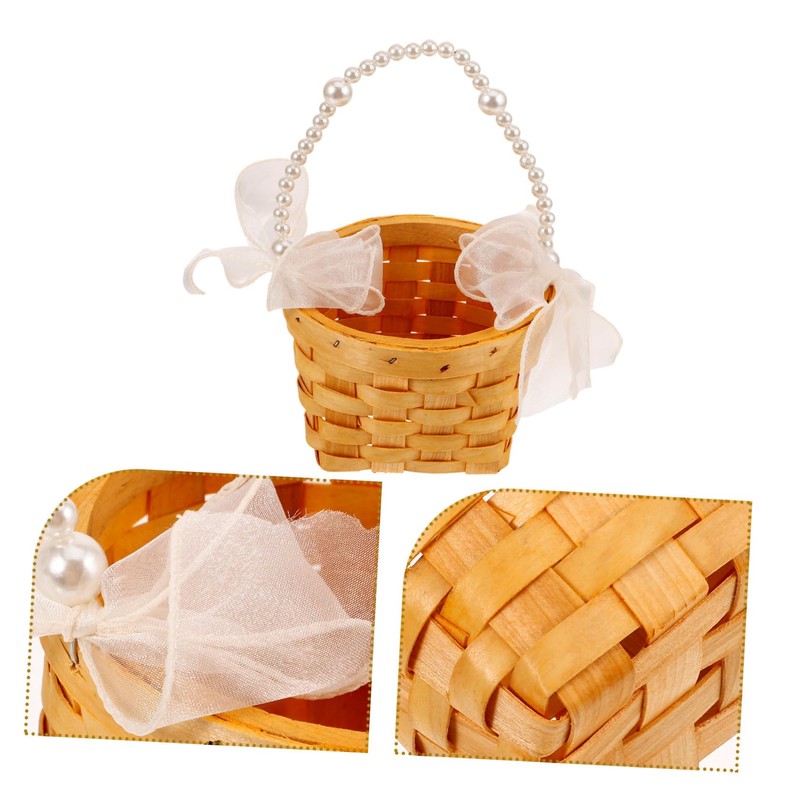 Levemolo Handwoven Flower Basket with Handle Small Woven Gift Basket