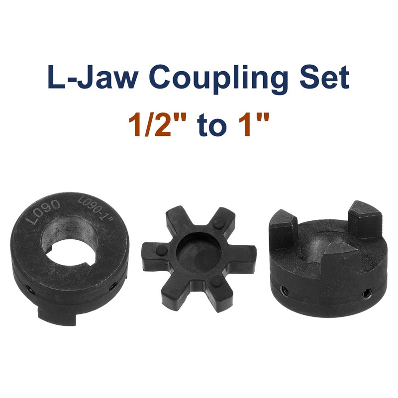 uxcell 1/2" to 1" L090 Flexible 3-Piece L-Jaw Coupling Coupler