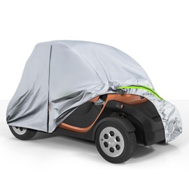 JinsenTGG Vollgarage Autoabdeckung Ersatz fr Renault Twizy 2012-2023, Auto Abdeckplane Autogarage Autoplane Ganzgarage, Atmungsaktive Vollgarage Wasserdicht Reflexionsstreifen, Silber