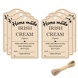 50 Pack Homemade Irish Cream Liqueur Tags with String 1.5×2.5 inch Irish Cream Liqueur Instruction Labels for Handcrafted Liqueur Bottles,Holiday Christmas Gifts,Jar Kitchen Pantry