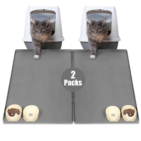 Cat Litter Mat, Silicone Litter Box Mat- 34"X23" Large Kitty