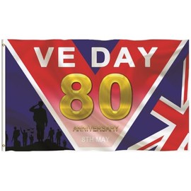 best badge : VE Day 80th Anniversary Flag Decorations 8th 1945-2025 May Victory in Europe Celebration large 5ft 3ft