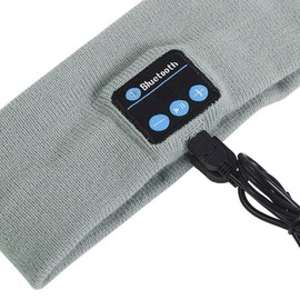 Wireless Bluetooth Stereo Earphone Headphone Sports Sleep Headset Headband w/Mic (Light Grey)