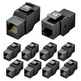 Cable Matters [UL Listed] 10-Pack 10Gbps Cat6 Keystone Coupler, RJ45 Keystone Jack Coupler/Ethernet Female to Female Modular Jack in Black for Patch Panel, Wall Plate