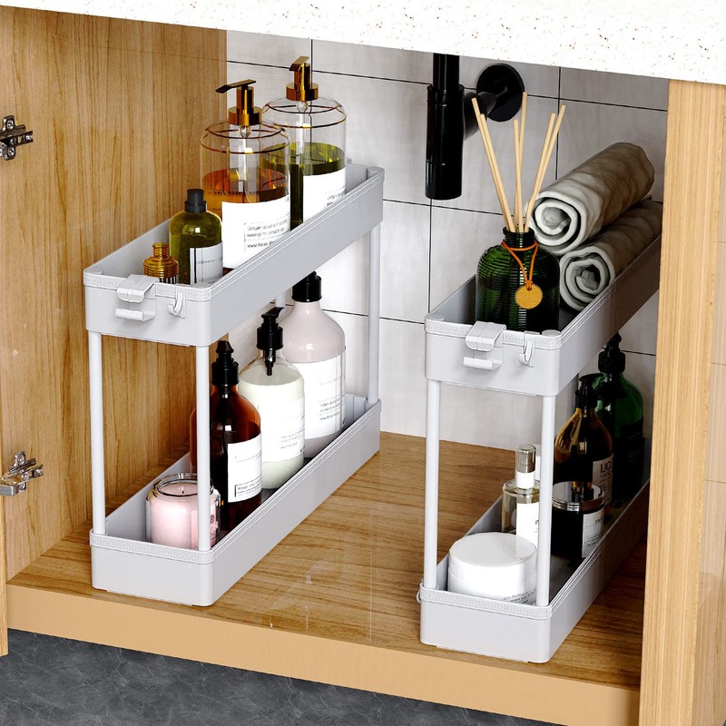 SPACEKEEPER Slim Rolling Storage Cart 4 Tier Bathroom Organizer Mobile