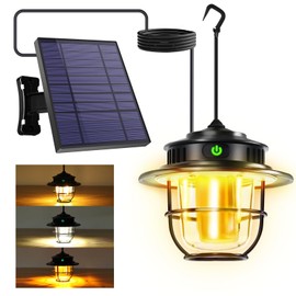 XRDZYXGS Camping Lantern, Solar Camping Lantern 1000LM 2000mAh, Camping Lantern Rechargeable with 6000mAh Independent Solar Panel, Portable Waterproof, Adjustable 4 Light Modes for Camping, Hiking