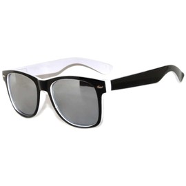 OWL Vintage Two Tone White Sunglasses Reflective Mirror Lens Square Retro Womens and Mens Shades UV 400 Protection