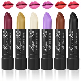 Magic Kiss Color Changing Matte 6 Piece Lipstick Set infused with Aloe Vera Made in USA (Colors of Aloha 2)