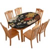 QUCDECIS Boho Oval Elastic Fitted Tablecloths, Floral Elastic Edge Table