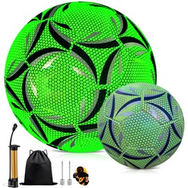 NUHEXRY Balón de fútbol Reflectante,Balón de Fútbol No. 5,Pelota de fútbol holográfica Luminosa para Juegos nocturnos y Entrenamiento,refleja la luz, Regalo de Juguete para niños, niños y Hombres