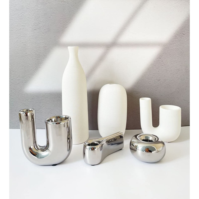 ITrixgan Silver Candlestick Holders, Decorative Taper Candle Holder Set Decor