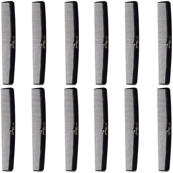Cleopatra 415 7" Smooth Round Back Hair Comb (12 Pack)12 x SB-C415-BLK