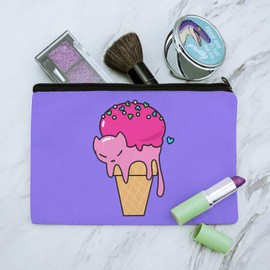 Cute Meowlting Melting Cat Ice Cream Cone Makeup Cosmetic Bag Organizer Pouch