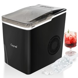 Ice Maker Countertop–9 Ice Cubes Ready in 6 Mins - 26LBS/24Hrs, One-Click Operation Compact Portable Ice Cube Maker with Ice Scoop/Basket for Home/Kitchen/Office/Bar
