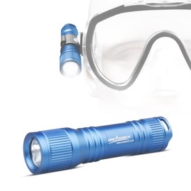 ORCATORCH D560 Mini Scuba Dive Light Headlamp 650 Lumen Mask Diving Flashlight with 360° Rotatable Mask Clip, Underwater 150m Backup Headlight with Rotary Switch (Not Included Snorkel Mask) (Blue)