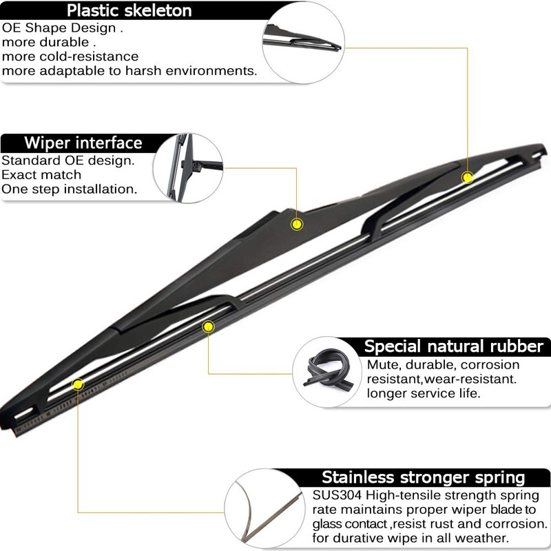 Rear Wiper Arm Blade Replacement for Jeep Wrangler JK 2007-2017