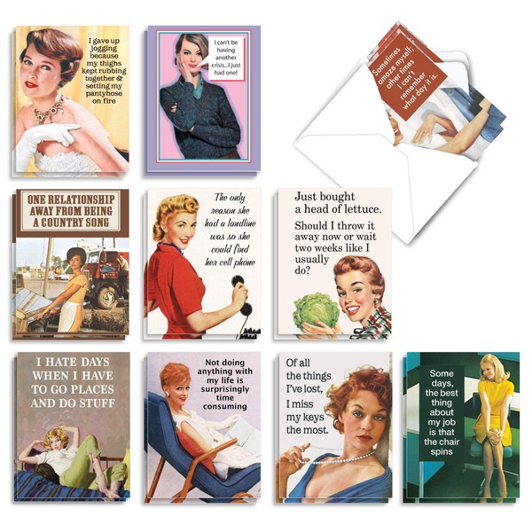 The Best Card Company - 20 Note Cards Blank Assortment (4 x 5.12 Inch) (10 Designs, 2 Each) - Hot Mess AM6622OCB-B2x10