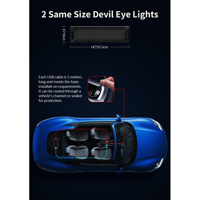 MIMIRGB 2PCS Devil Eye Lights for Cars, LED Eyes for