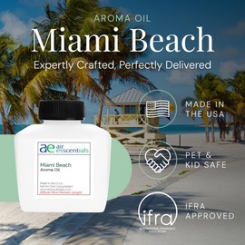 Miami Beach Aroma Oil, Essential Oils Blend for Diffusers & Scent Machines, Fresh Cologne Scent with Citrus & Musk Notes, Aromatherapy, Cold Air Diffuser Compatible, 100 mL