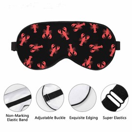 Vnwoalu Red Lobster Sleep Eye Mask Sea Fish Men Women Sleep Mask with Adjustable Strap Eye Cover Eye Shade for Travel, Nap,Meditation